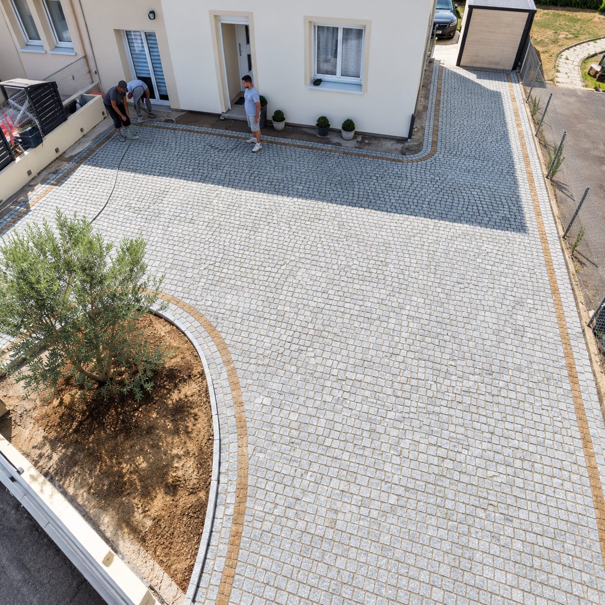Cour bicolore, bordure et massif intégrés
